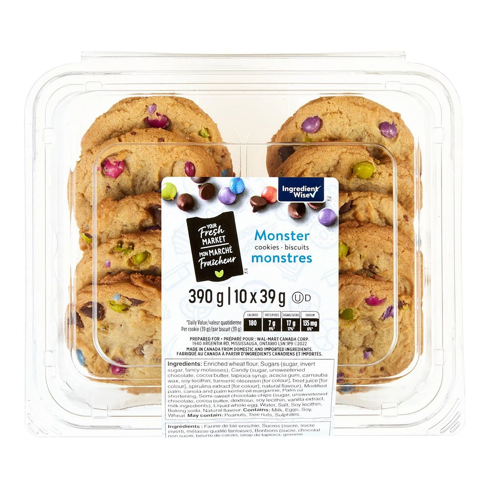 Biscuits monstres Mon marché fraîcheur 10 biscuits, 390 g