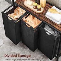 Boutique Home Laundry Hamper with 3 Removable Bags in Rustic Brown and Black