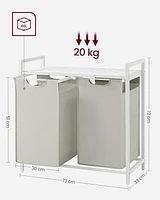 Boutique Home Laundry Hamper with 2 Removable Bags, Metal Frame, White