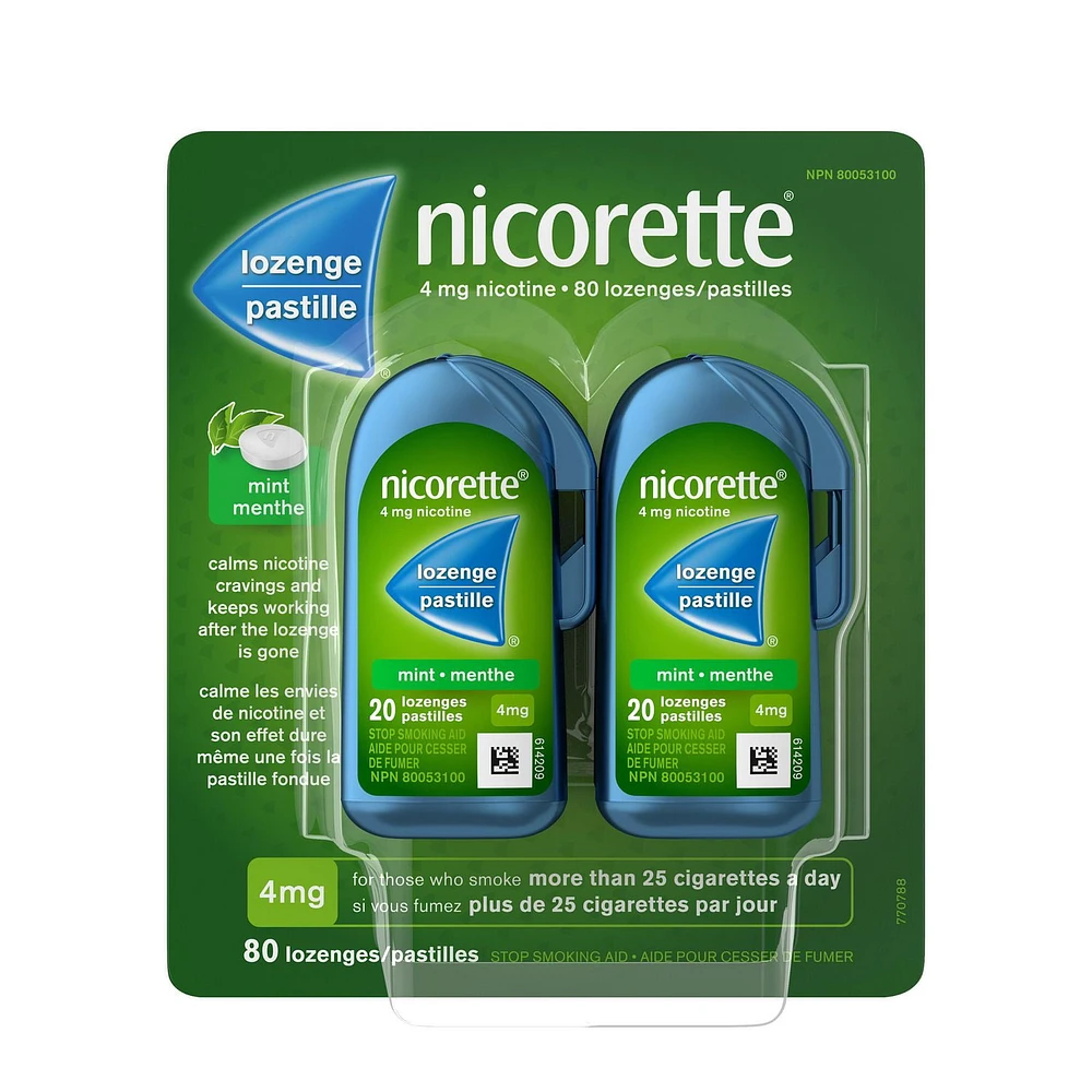 Nicorette Nicotine Lozenges, Quit Smoking Aid, Mint, 4mg, 80 Count