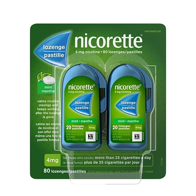 Nicorette Nicotine  Lozenges, Quit Smoking Aid, Mint, 4mg, 80 Count