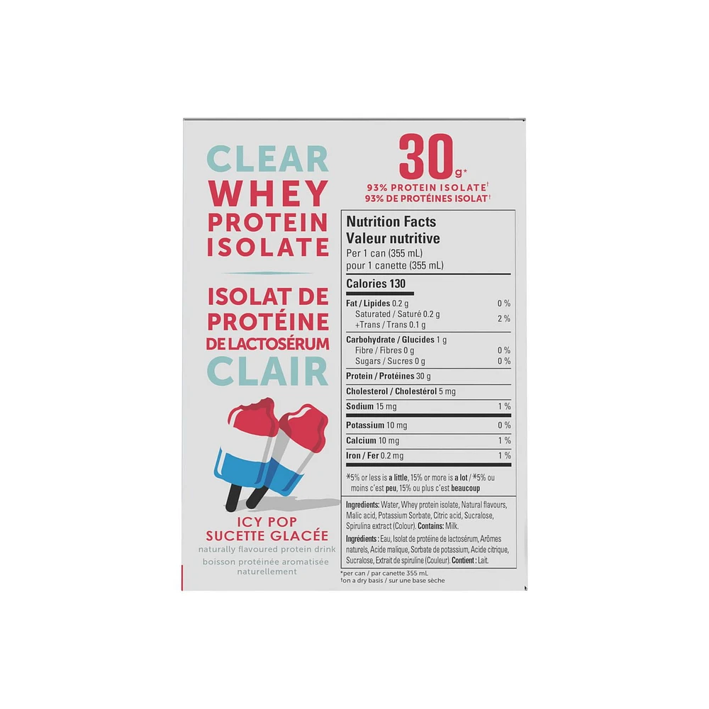 Joyburst Clear Protein Isolate Drink, Icy Pop, 4 x 355mL