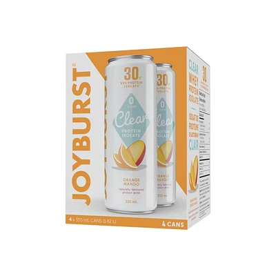 Joyburst Clear Protein Isolate Drink, Orange Mango, 4 x 355mL