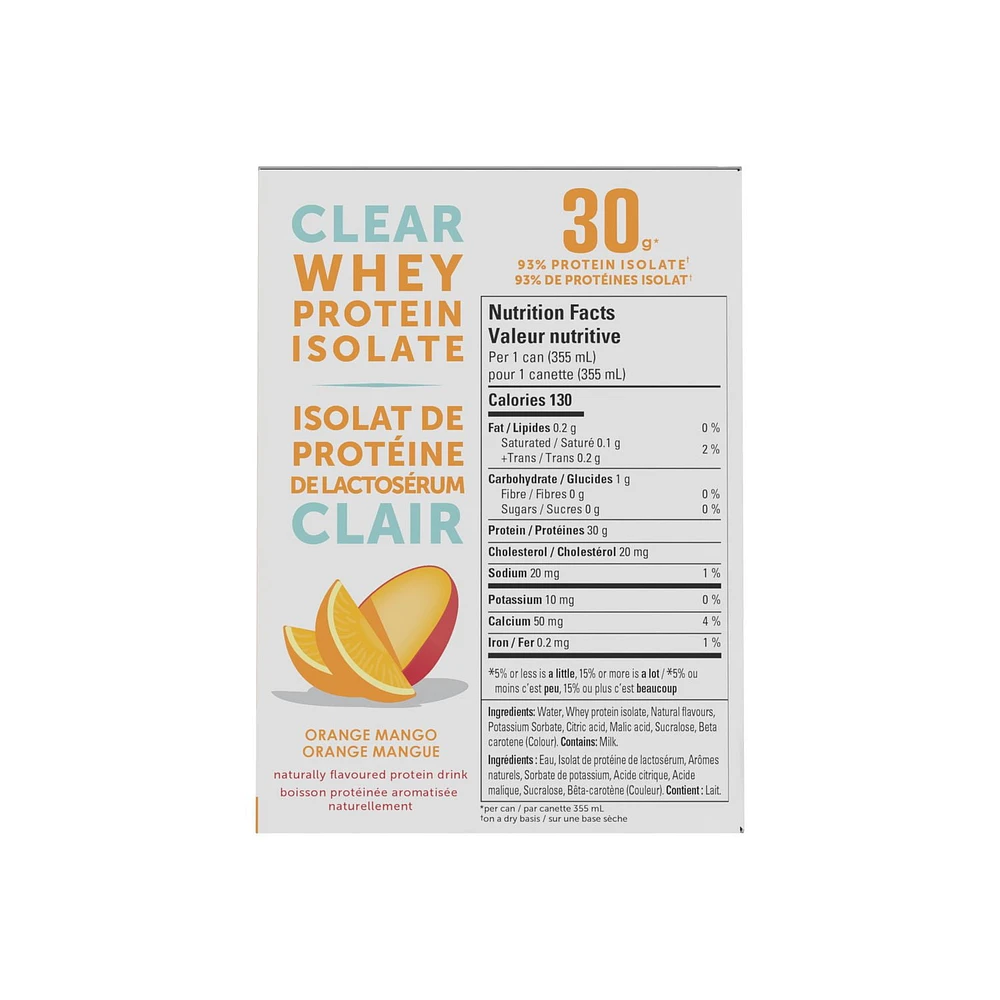 Joyburst Clear Protein Isolate Drink, Orange Mango, 4 x 355mL