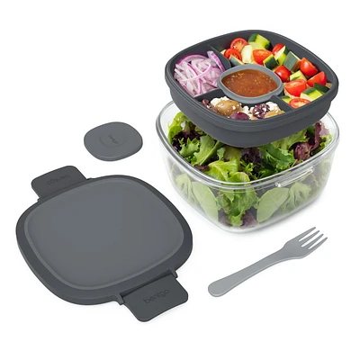 Bentgo Glass All-in-One Salad Container - Dark Gray