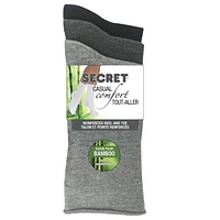 Secret® Bamboo Roll Top Crew Socks 3pk, Fits shoe sizes 6-10
