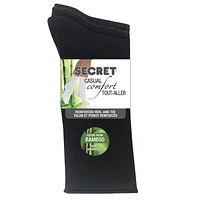 Secret® Bamboo Roll Top Crew Socks 3pk, Fits shoe sizes 6-10