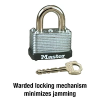 Master Lock 1-1/2” Laminated Steel Warded Padlock, 4 Pack; 8596Q