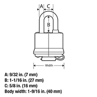 Master Lock  Weatherable Laminated Padlock, 312D   1-9/16"