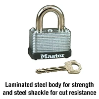 Master Lock 1-1/2” Laminated Steel Warded Padlock, 4 Pack; 8596Q