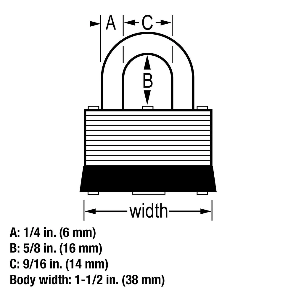 Master Lock 1-1/2” Laminated Steel Warded Padlock, 4 Pack; 8596Q