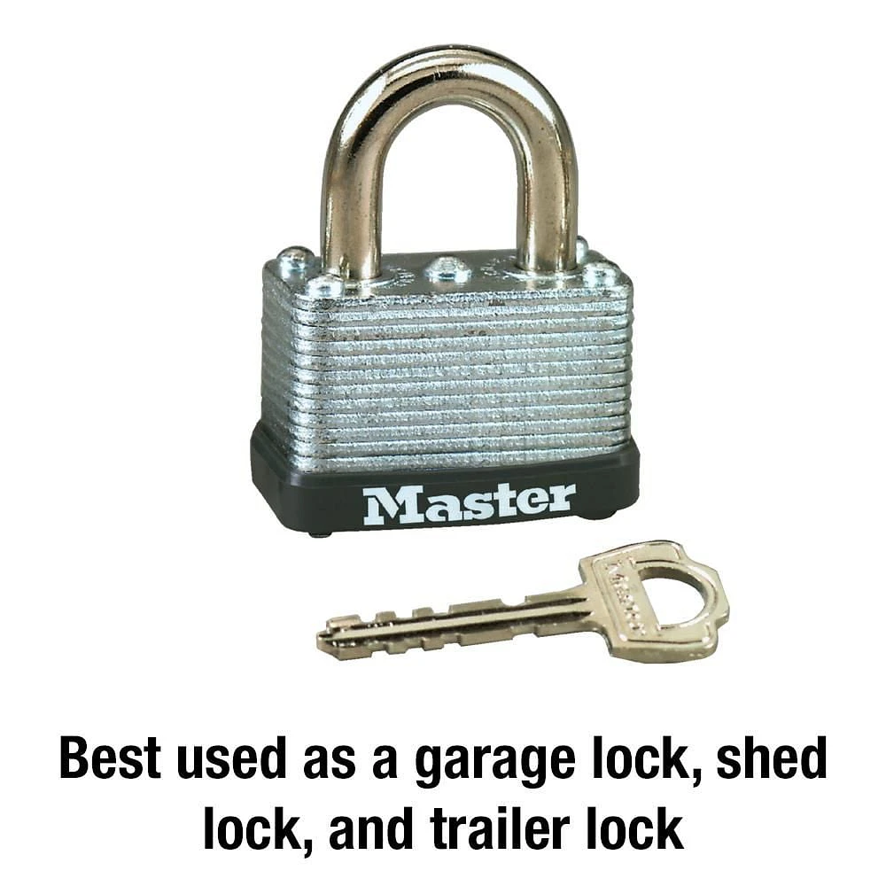 Master Lock 1-1/2” Laminated Steel Warded Padlock, 4 Pack; 8596Q