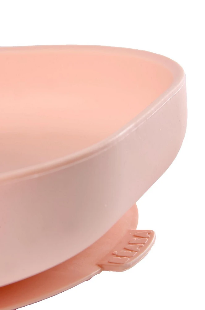 Assiette silicone ventouse rose clair