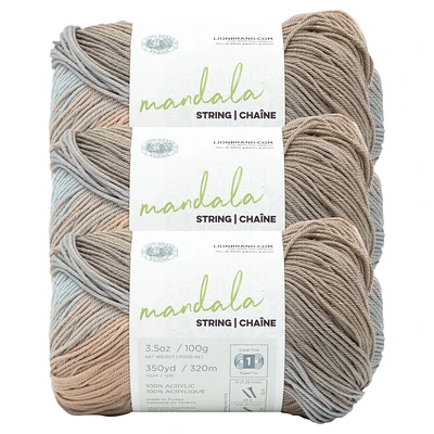 Lion Brand Mandala® String Yarn #1 Superfine/Fingering Yarn 100g/320m 3 Balls