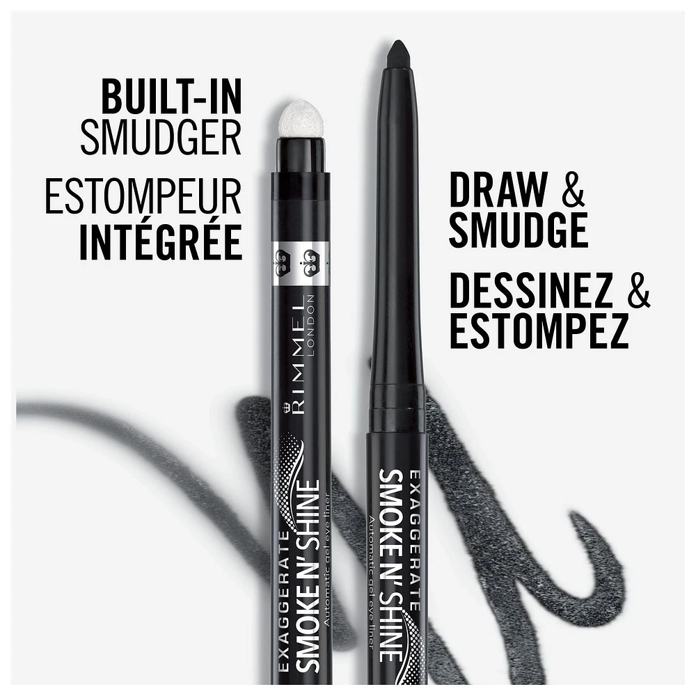 Rimmel Exaggerate Smoke N' Shine Eye Definer, Intense and luminous colour, creamy texture, 100% Cruelty-Free, Gel Formula