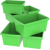 Storex 5.5 Gallon (21L) Classroom Storage Bin, Green, 6-Pack