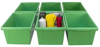 Storex 5.5 Gallon (21L) Classroom Storage Bin, Green, 6-Pack