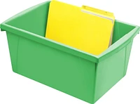 Storex 5.5 Gallon (21L) Classroom Storage Bin, Green, 6-Pack