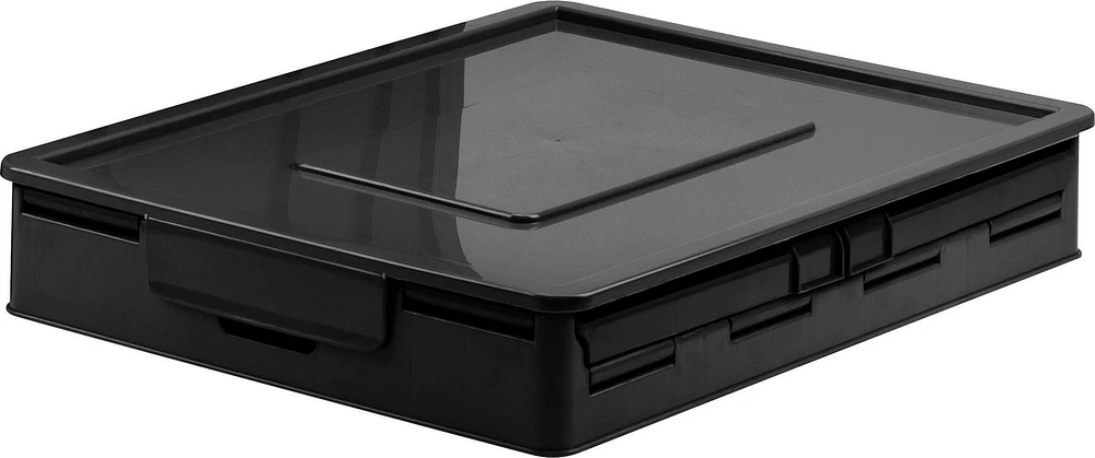 Storex Folding Storage Cube with Lid, Black, 2-Pack