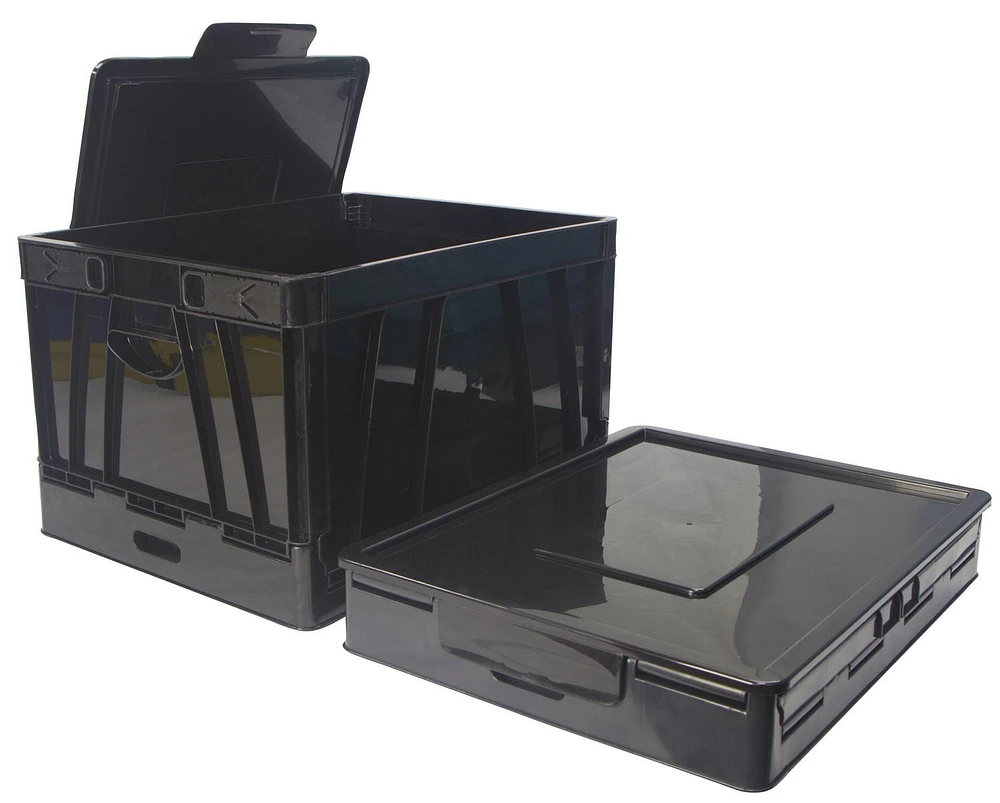 Storex Folding Storage Cube with Lid, Black, 2-Pack