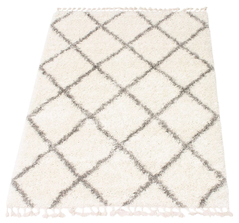 ECARPET Super Soft for Living Room & Bedroom Grammercy Diamond Cream Shag