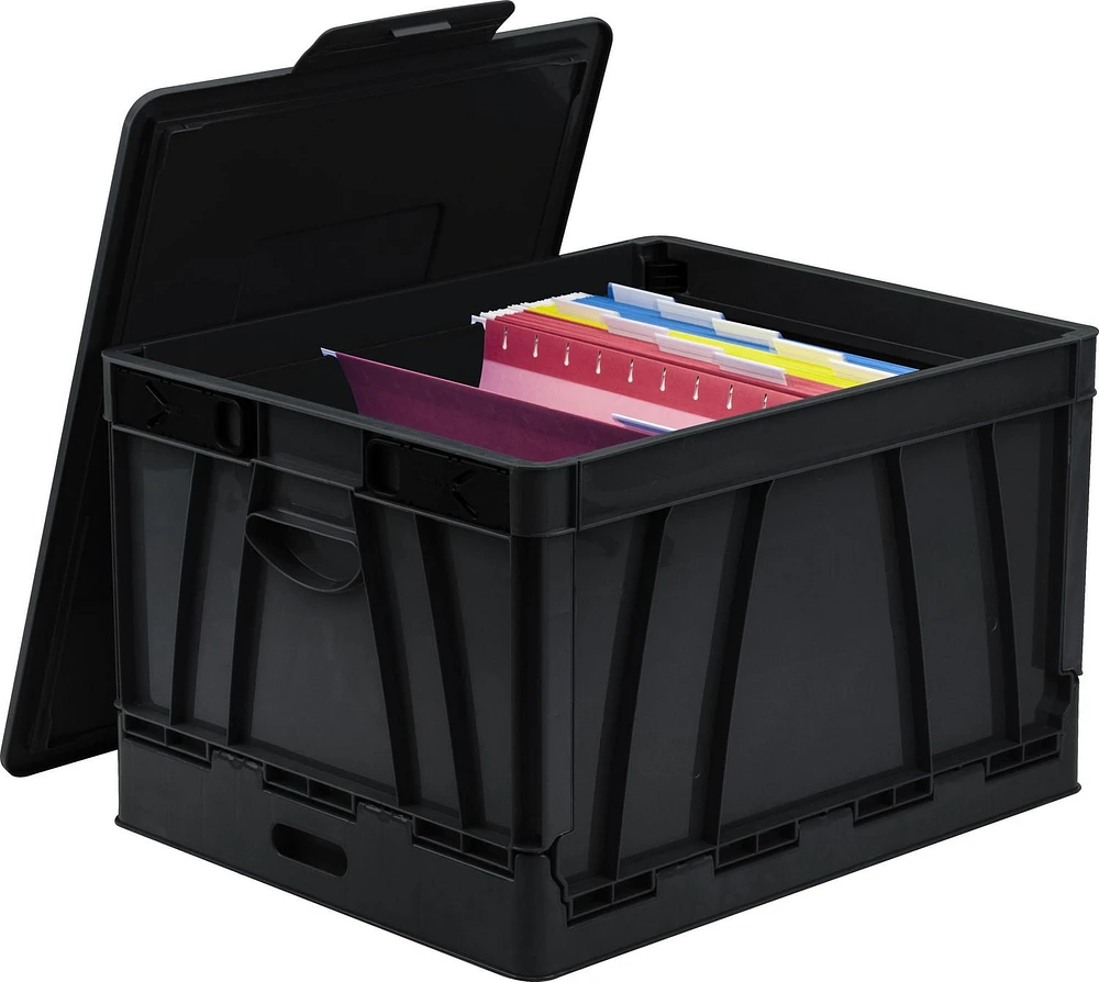 Storex Folding Storage Cube with Lid, Black, 2-Pack