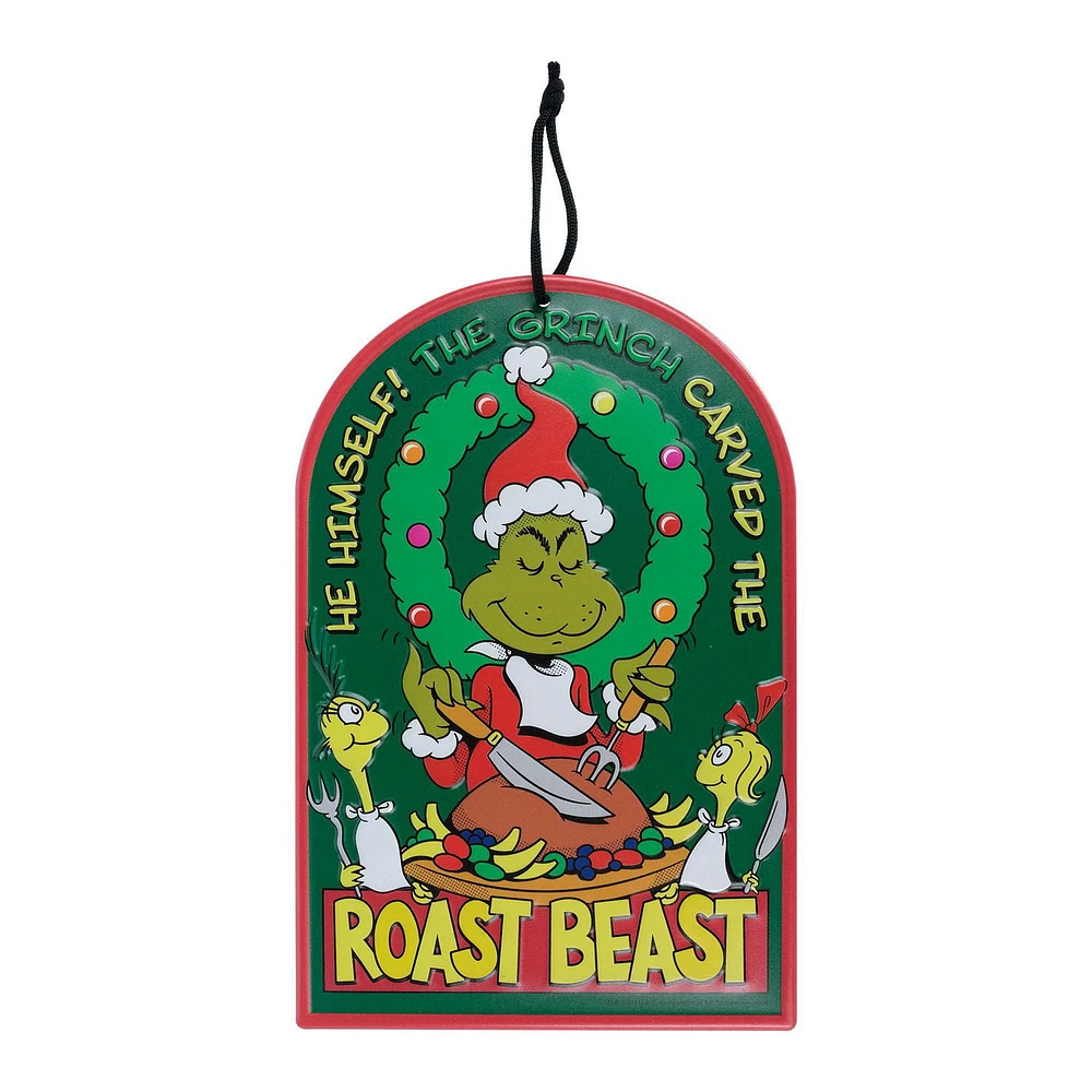 Dr. Seuss' How the Grinch Stole Christmas 12 inch Metal Hanging "Roast Beast" Sign by Ruz