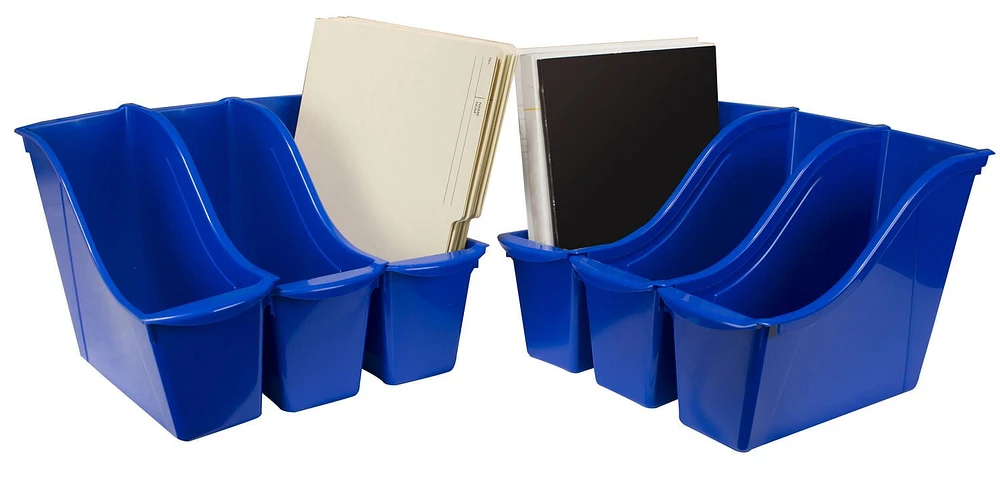 Storex Small Book Bin, Blue, 6-Pack