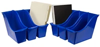 Storex Small Book Bin, Blue, 6-Pack