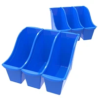 Storex Small Book Bin, Blue, 6-Pack