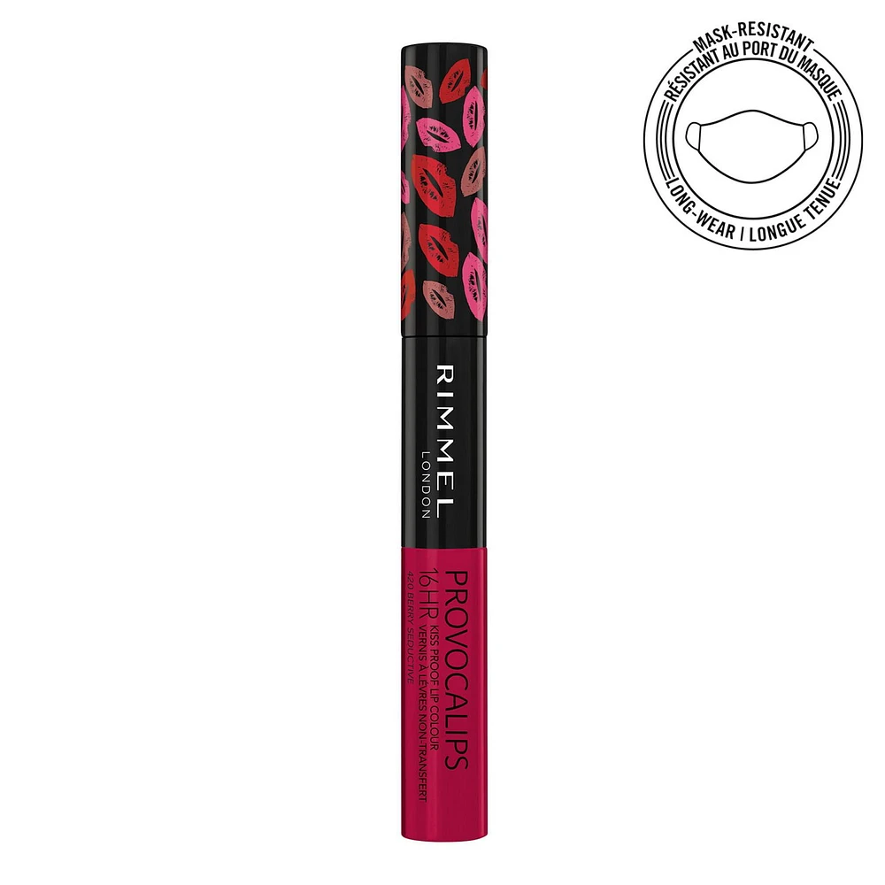 Rimmel Provocalips 16HR Kiss-Proof Lip Colour, two-step, glossy finish, 16H of colour, lightweight & flexible formula, 100% Cruelty-Free, Mask-Resistant Lipstick