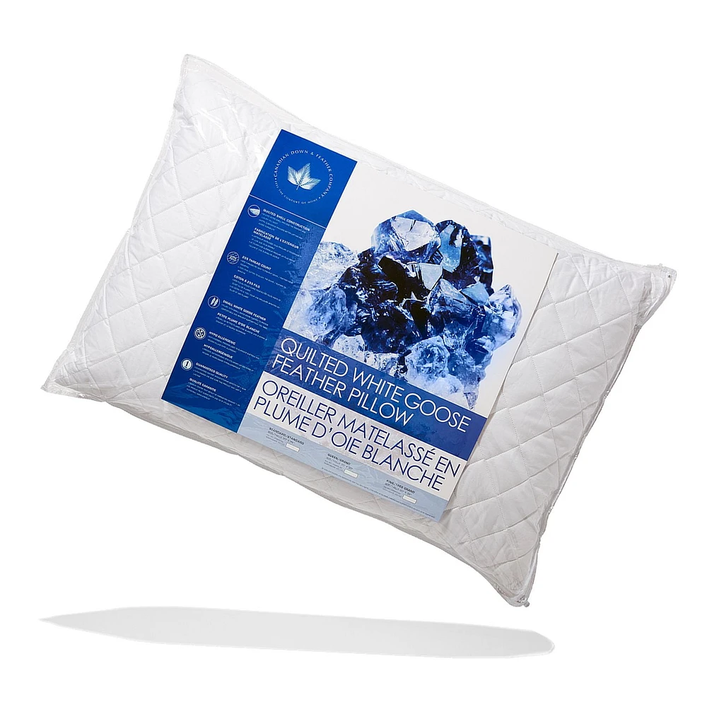 Canadian Down & Feather Company Quilted White Goose Feather Pillow Firm Support