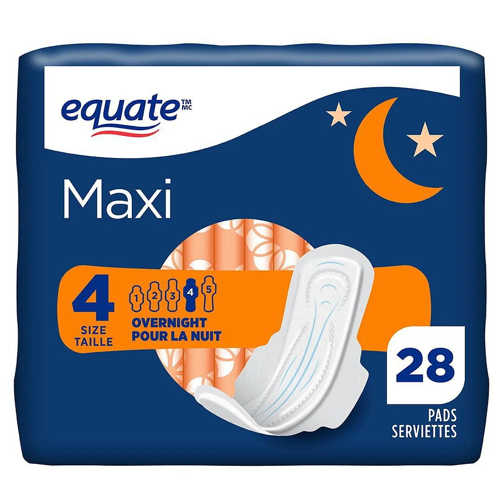 Serviettes d'absorption de nuit maxi d'Equate
