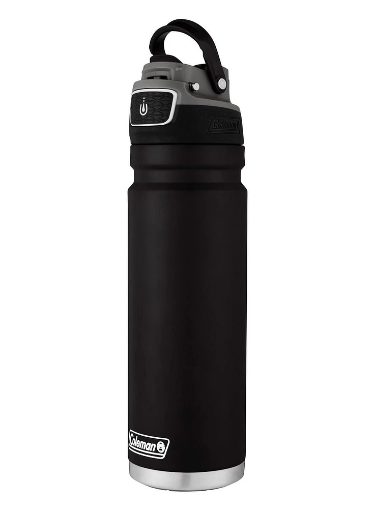 Coleman FreeFlow AUTOSEAL Stainless Steel Water Bottle, Black, BPA-Free, 24oz (709 mL)