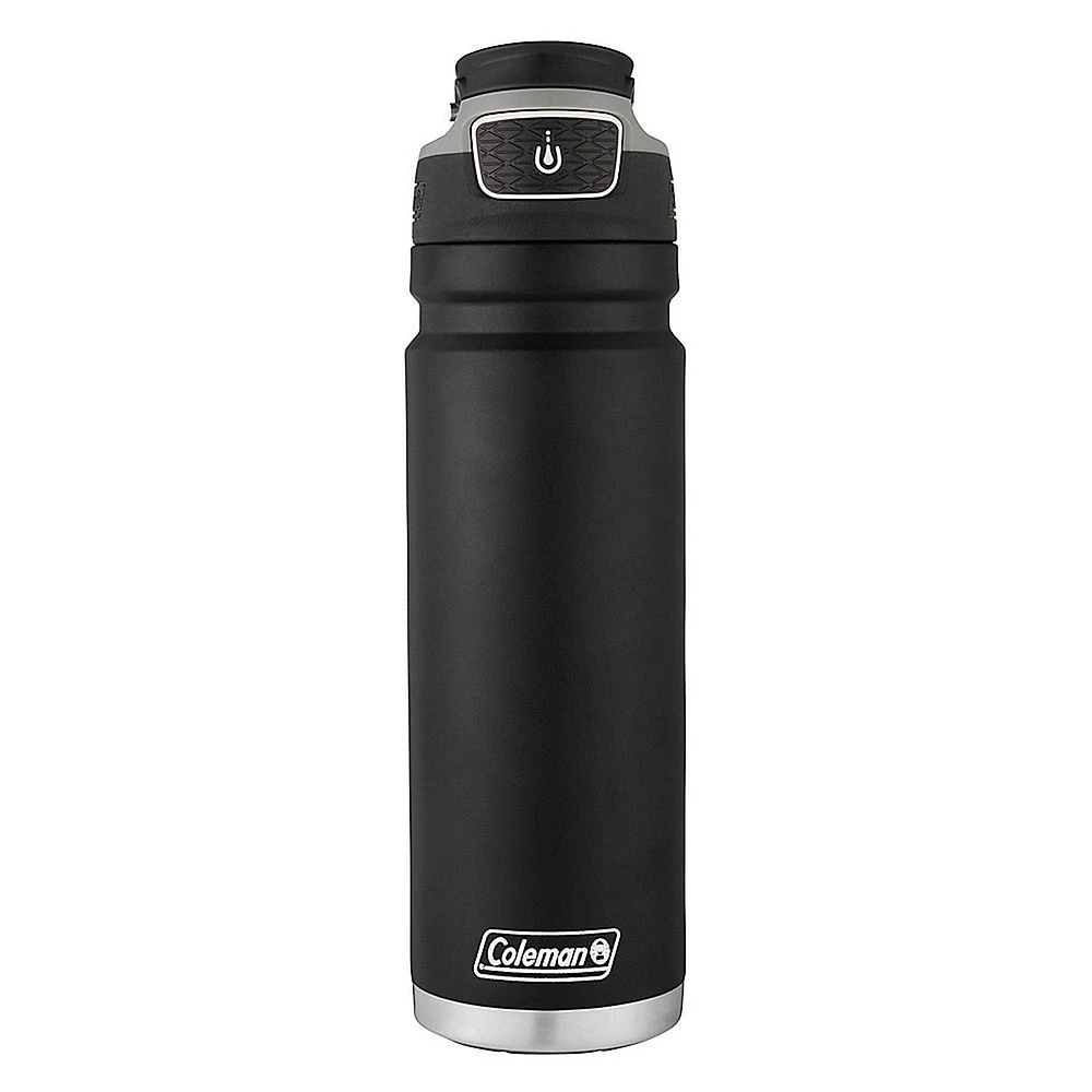 Coleman FreeFlow AUTOSEAL Stainless Steel Water Bottle, Black, BPA-Free, 24oz (709 mL)