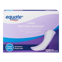 Equate Everyday Pantiliner, 120 Liners, Regular