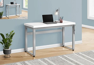 Monarch Specialties Computer Desk, Home Office, Standing, Adjustable, 48"l, Work, Laptop, Metal, Laminate, White, Grey, Contemporary, Modern