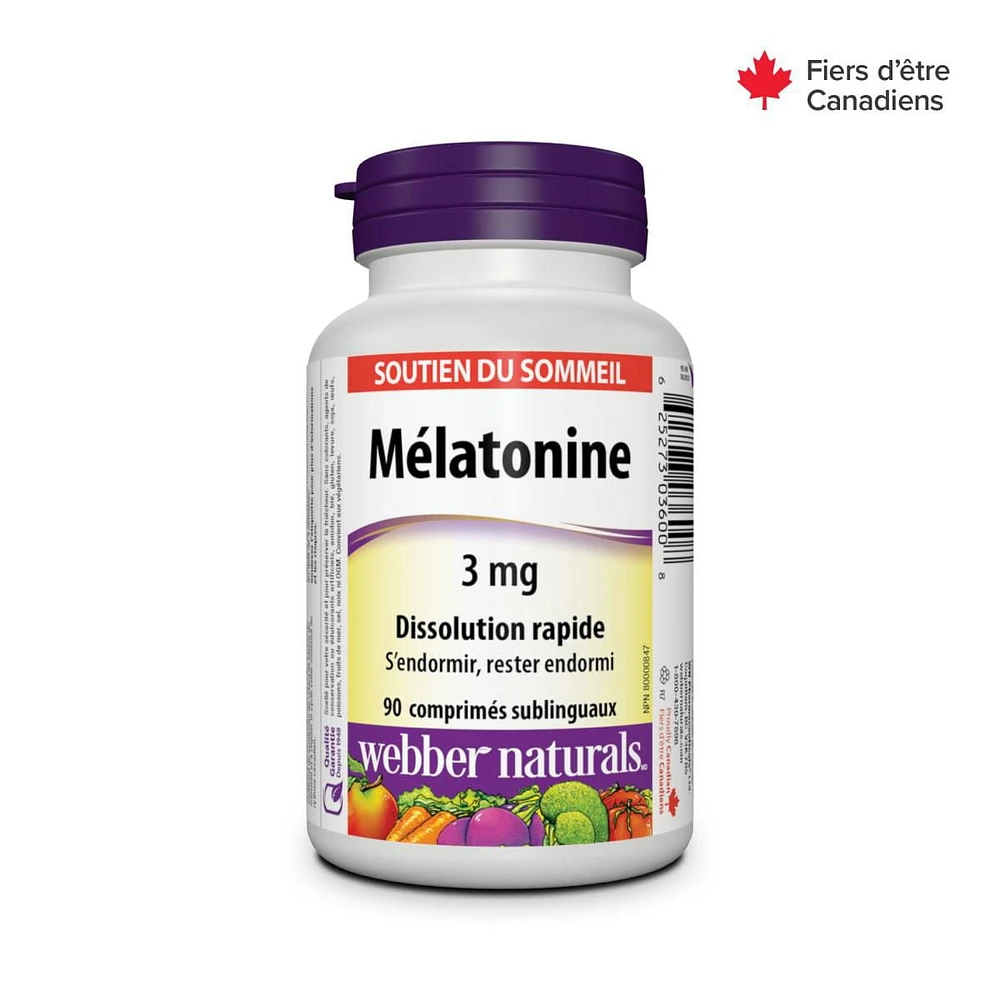 Webber Naturals® Melatonin Quick Dissolve, 3 mg, 90 Sublingual Tablets