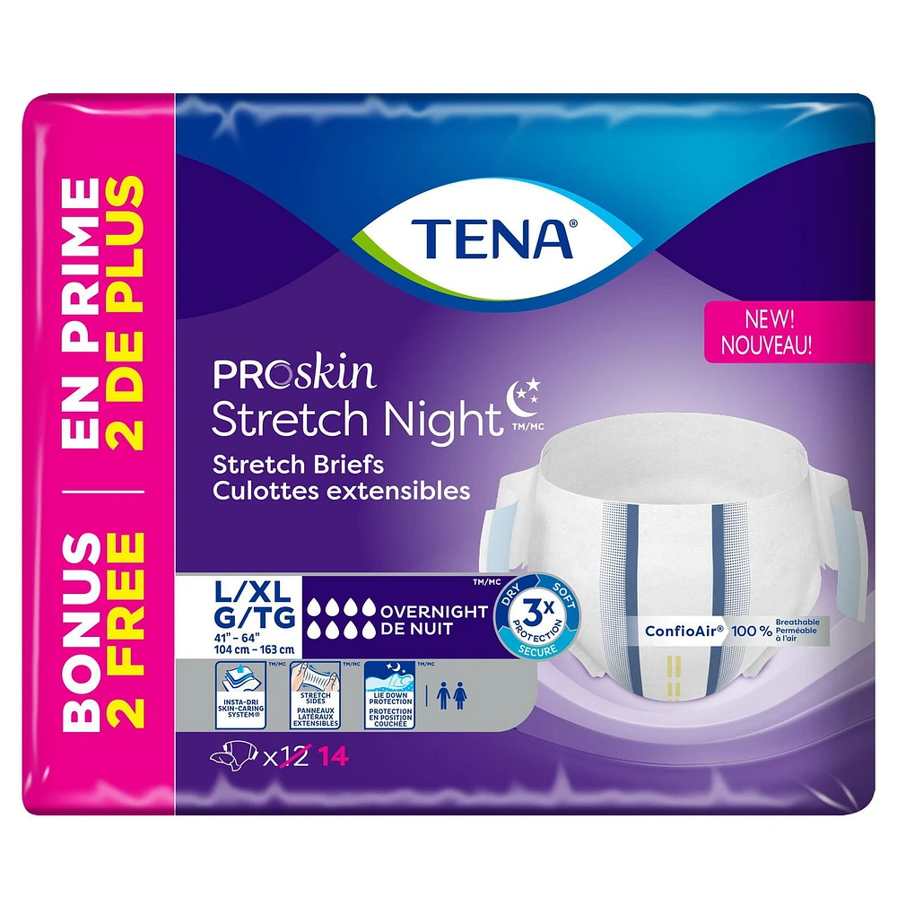 TENA PROskin Stretch Night Brief L/XL, 12+2, 14 count