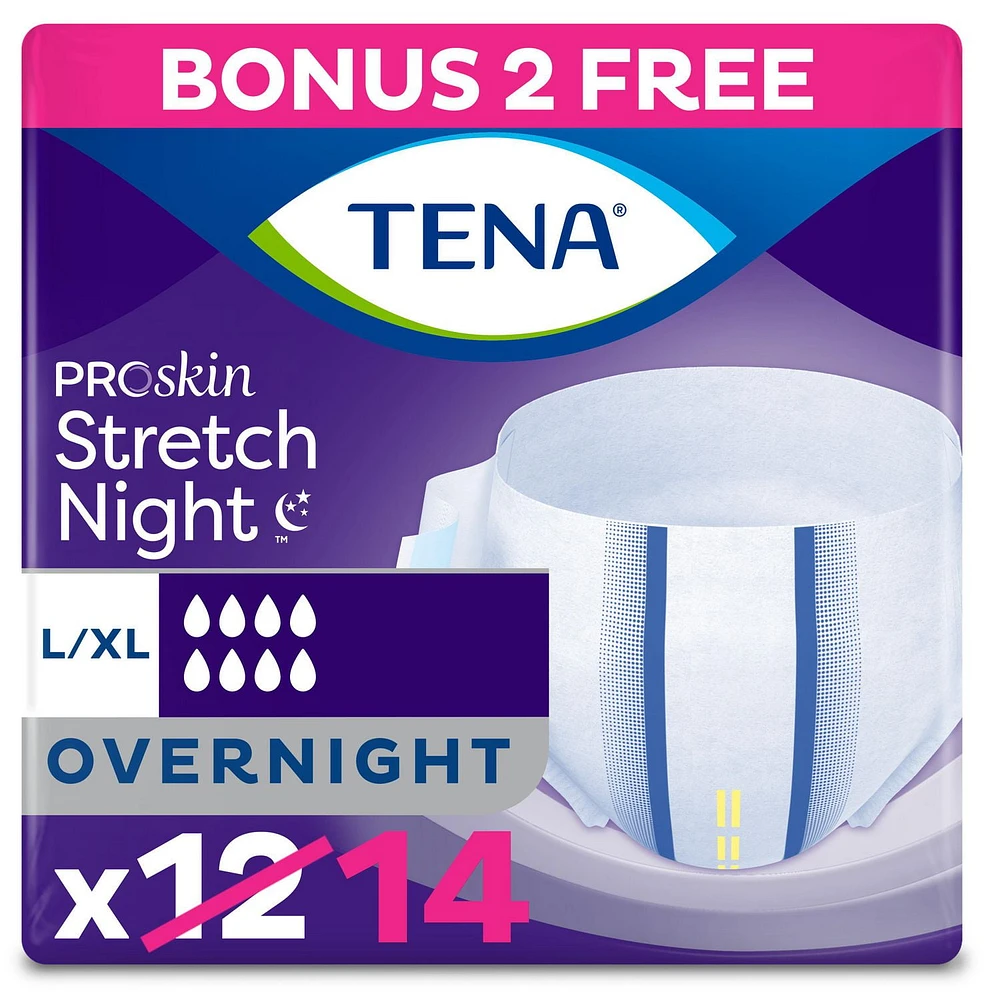 TENA PROskin Stretch Night Brief L/XL, 12+2, 14 count