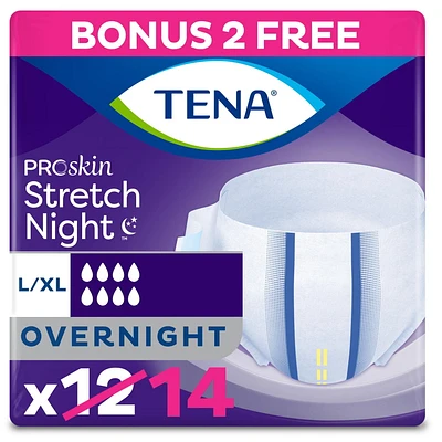 TENA PROskin Stretch Night Brief L/XL, 12+2, 14 count