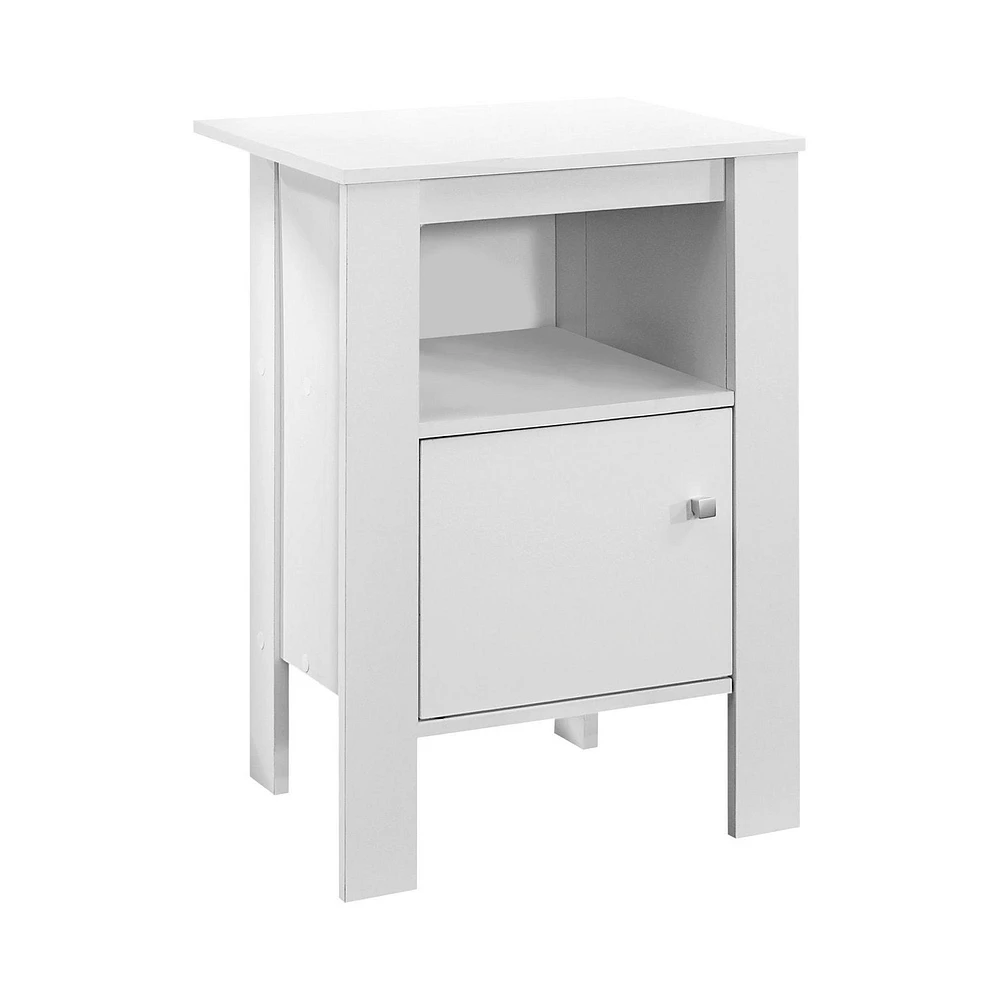 Monarch Specialties Accent Table, Side, End, Nightstand, Lamp, Storage, Living Room, Bedroom, White Laminate, Transitional