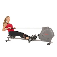 Sunny Health & Fitness Magnetic Rowing Machine Rower, LCD Monitor w/ Bottle Holder - Synergy Power Motion - SF-RW5801