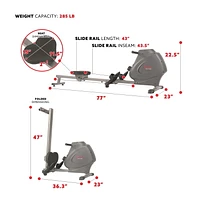 Sunny Health & Fitness Magnetic Rowing Machine Rower, LCD Monitor w/ Bottle Holder - Synergy Power Motion - SF-RW5801