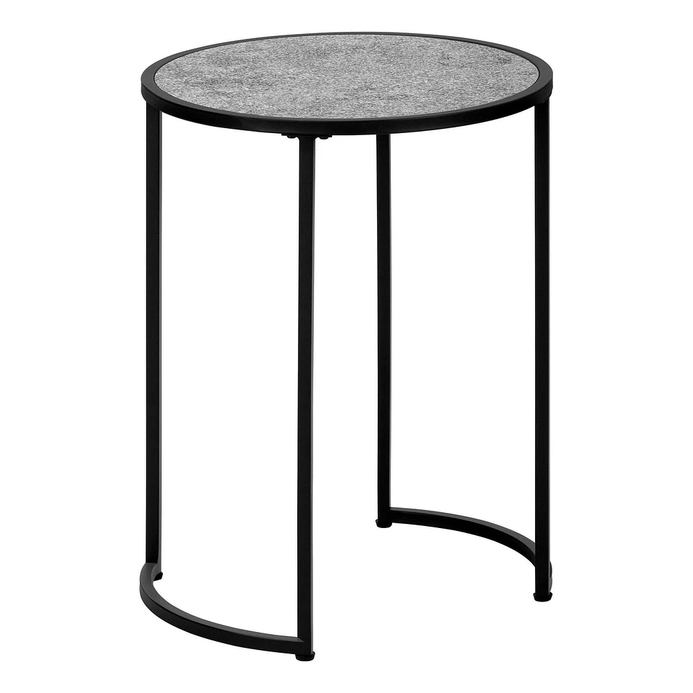 Monarch Specialties Accent Table, Side, Round, End, Nightstand, Lamp, Living Room, Bedroom, Grey Laminate, Black Metal, Contemporary, Modern