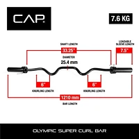 CAP Barbell 48 In. Olympic Super Curl Weight Bar, Black