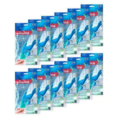 Vileda Fresh Comfort Gloves, Small/Medium Size, 12-pack