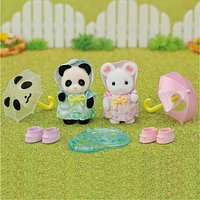 Calico Critters Nursery Friends - Rainy Day Duo, Set of 2 Collectible Figures With Accessories, 2 Figures with Accessories