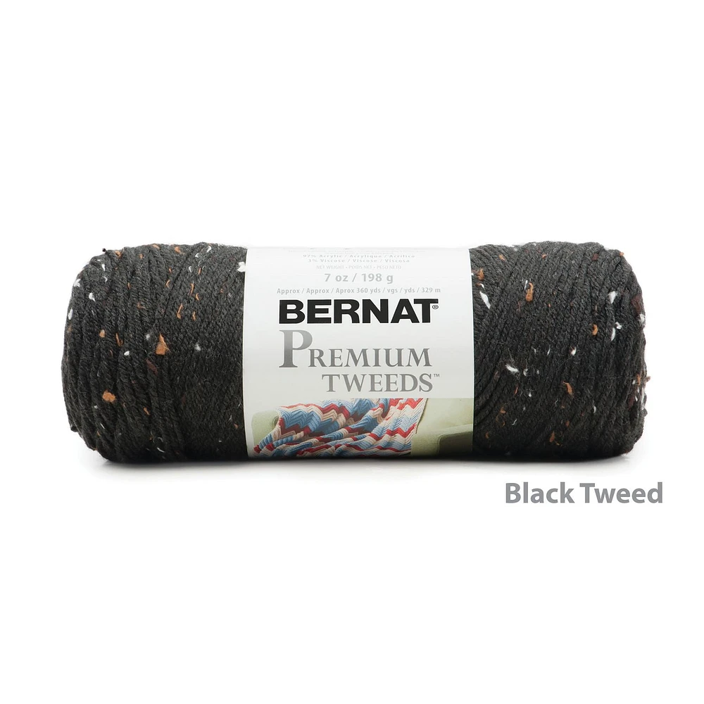 Bernat® Premium Tweeds™ Yarn, Blended Fiber #4 Medium, 7oz/198g, 360 Yards, Blended Fiber #4 Medium Yarn