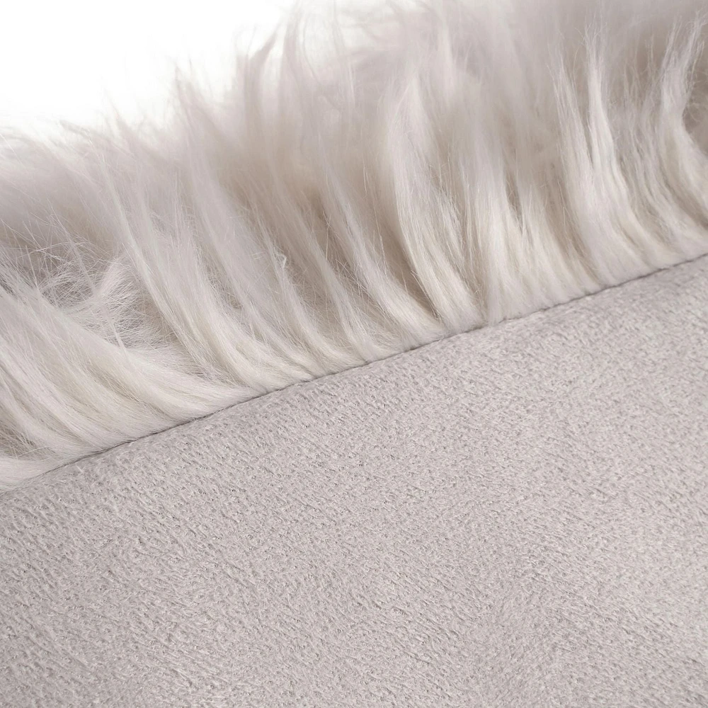 Faux Fur White Cushion Cover (no insert included)